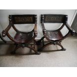 Pair of Italian style early oak chairs