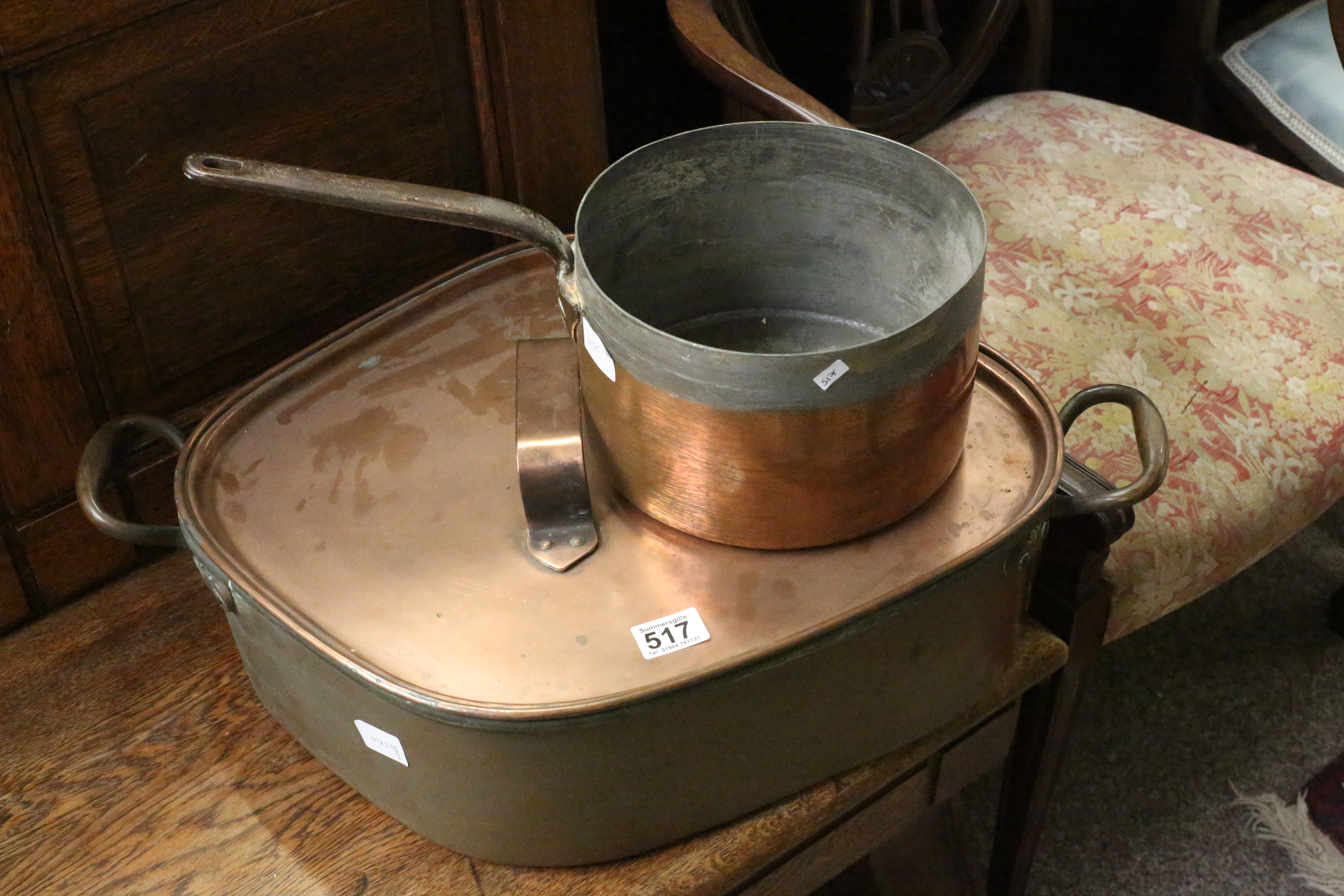 Copper pan and turbot steamer