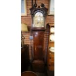 Oak Grandfather clock with brass face by Batty Storr York