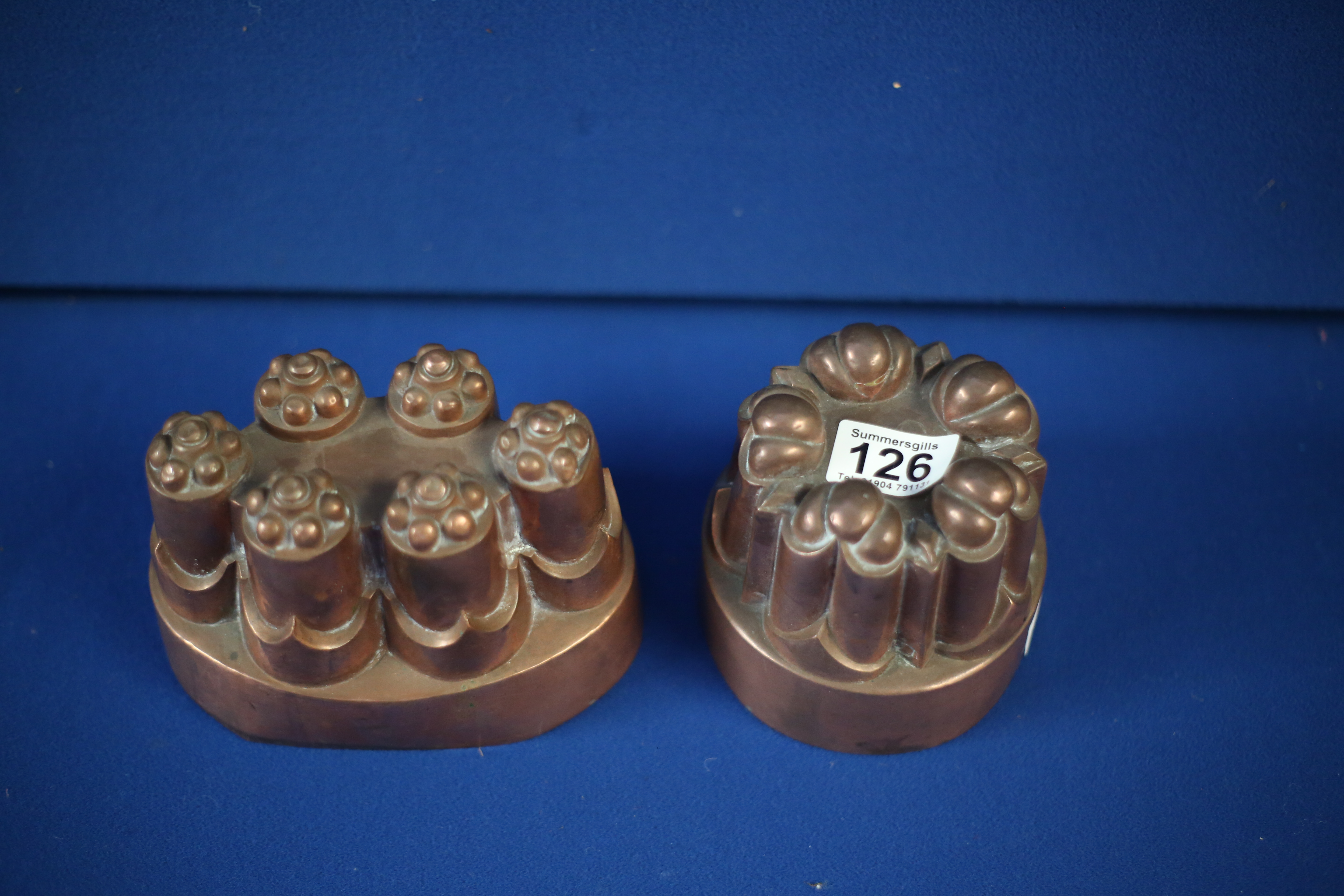 2 x copper jelly moulds