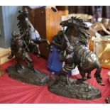 Pair of bronze 50cm figures