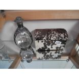 Hide tea box and silvered bottle