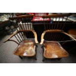 Pair of Windsor chairs with stick backs