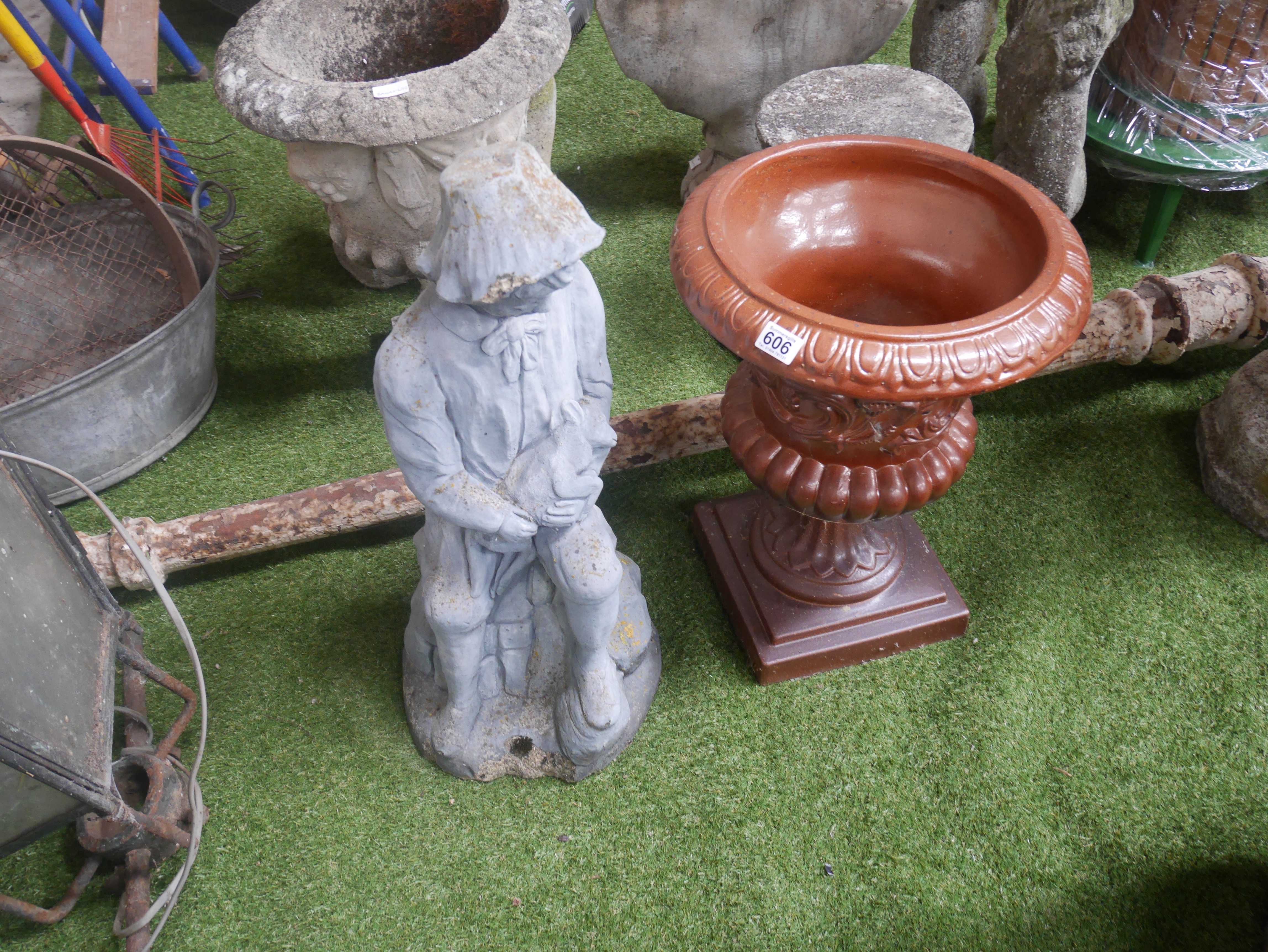 Garden urn and figure