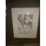 A etching of Don Quixote by Salvador Dali