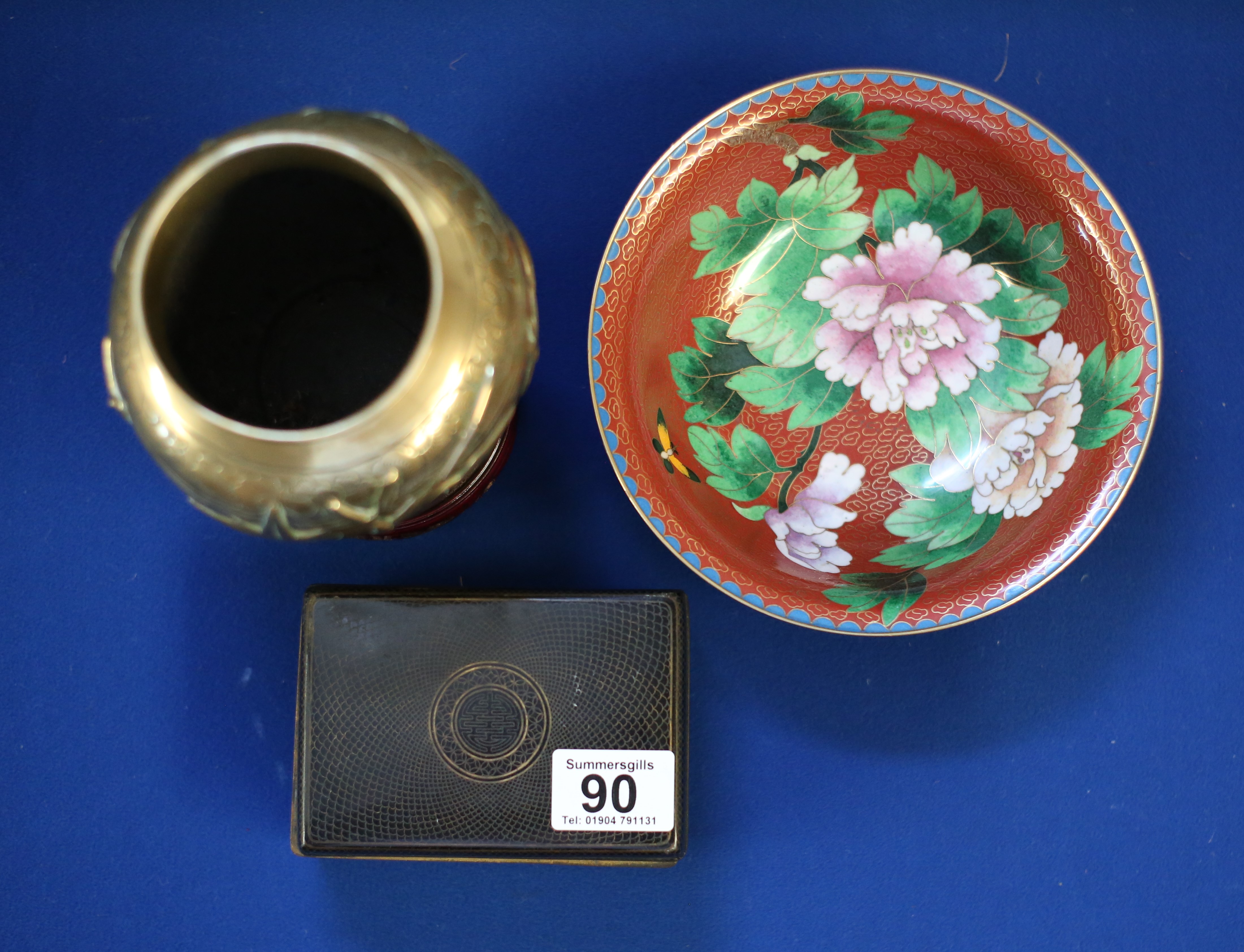 Cloisonné and brass oriental items