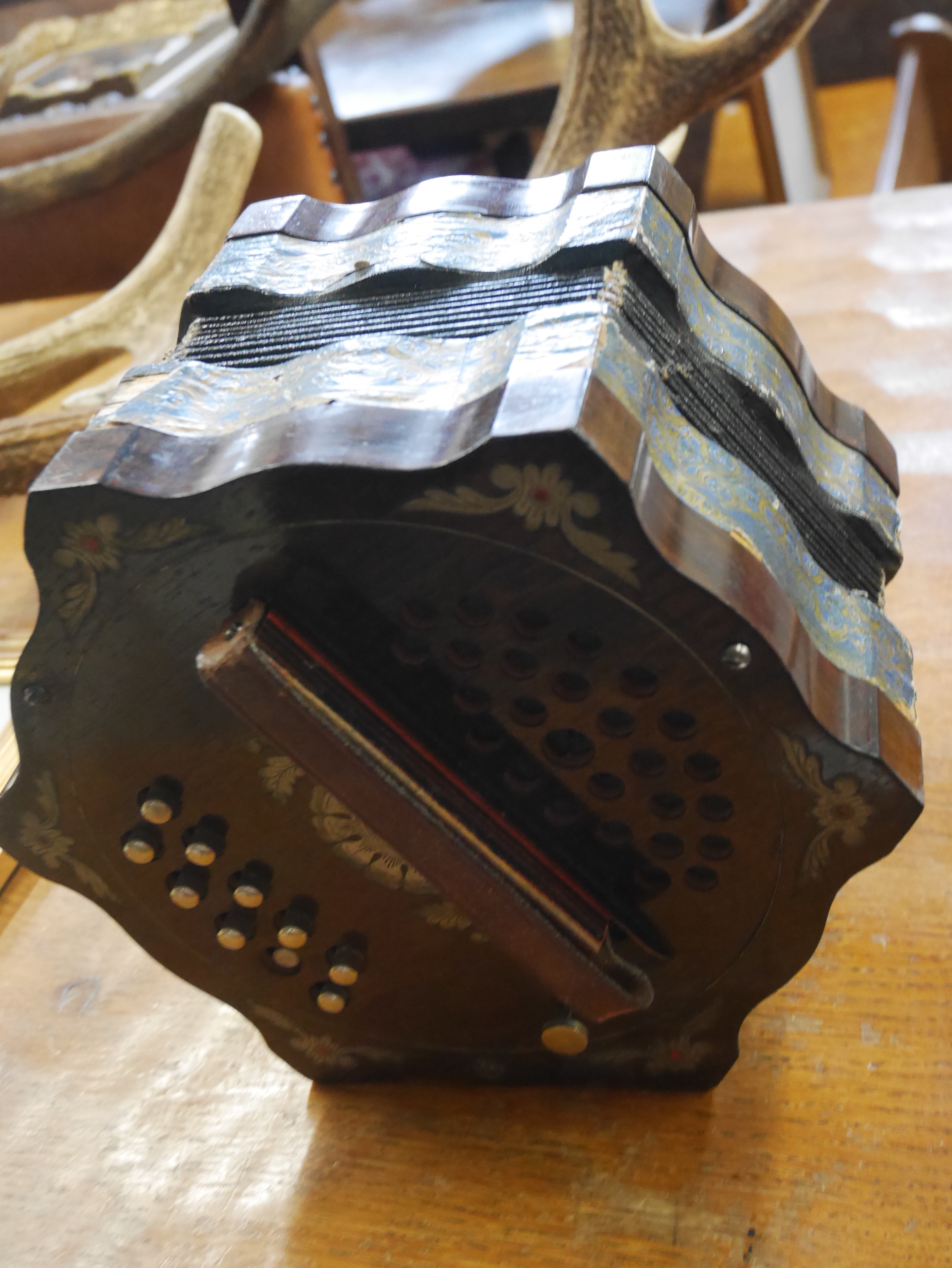 Mahogany and silvered accordian - Image 2 of 4