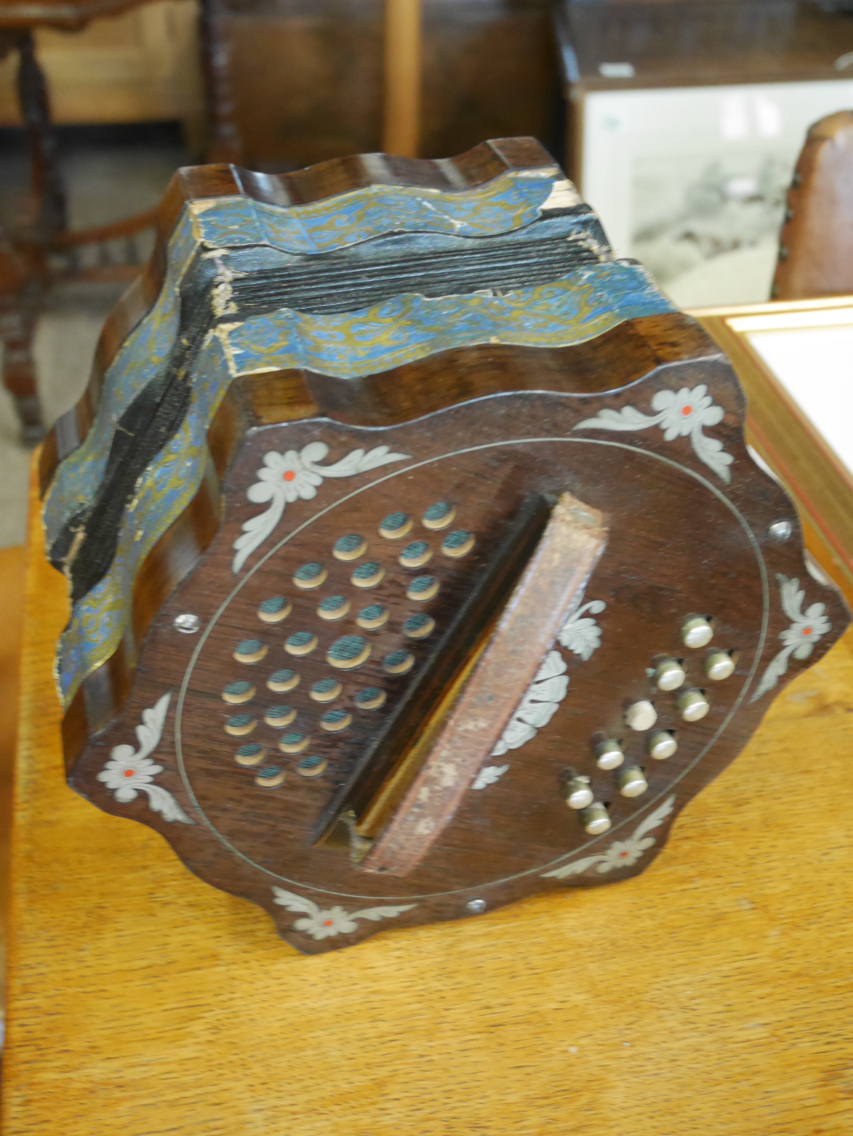 Mahogany and silvered accordian - Image 3 of 4