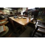 Yorkshire Oak Gnome refrectory dining table 7' x 2'5"