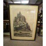 Engraving by Azel Haig of Mount St Michel
