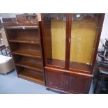 Oak bookshelves and display cabinet