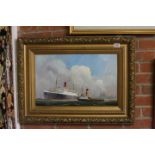 Oil painting of ships in Venice