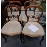 4 Walnut balloon back chairs