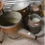Copper bowls, cauldron etc