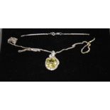 Lemon Quartz and diamond pendant on 9ct gold chain