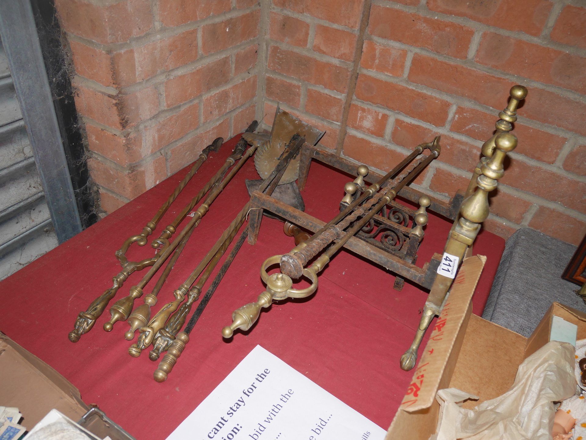 Brass fire irons and tools