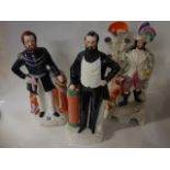 3 x 42cm Staffordshire figures