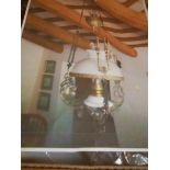 Brassed and ceramic ceiling lamp