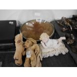 Antique soft toys and glass domed display etc