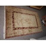 Burgundy and beige rug 1.86m x 1.24m