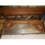 Joiner's wooden tool box and tools