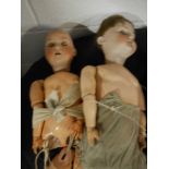 2 x Bisque headed dolls