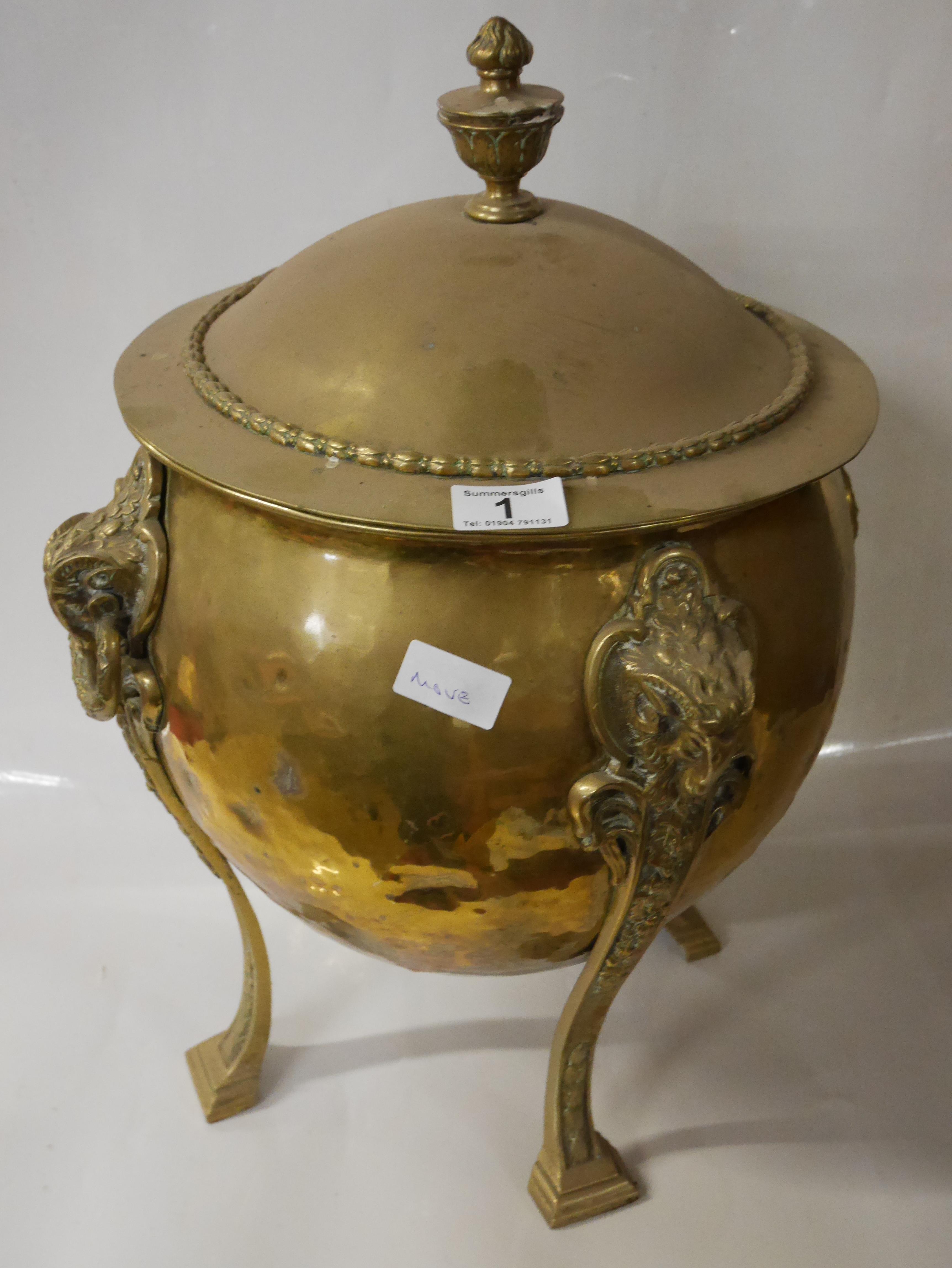 Antique brass coal scuttle