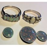 A SMALL COLLECTION OF MODERN OPAL JEWELLERY To include a five stone opal dress ring in white