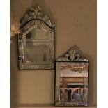 TWO VENETIAN DESIGN MIRRORS 29 x 51 cm