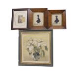 TWO 19TH CENTURY MINIATURE SILHOUETTES Children, in birdseye maple frames, (24cm x 29cm), A.G.J.,