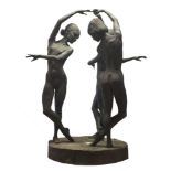 ENZO PLAZZOTTA, 1921 -1981, A LARGE BRONZE GROUP Three Graces, bearing a founders mark. (d 75cm x