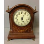 ELKINGTON, A WALNUT AND MARQUETRY INLAID BRACKET CLOCK With striking and repeat mechanism on