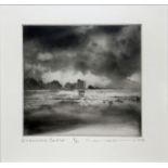 NORMAN ACKROYD CBE b1938, A BLACK AND WHITE ETCHING, landscape view of Draumort Castle,limited