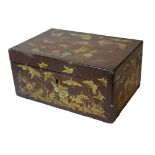 A 19TH CENTURY CHINESE EXPORT LACQUER CADDY Of rectangular form with hinged lid opening to reveal