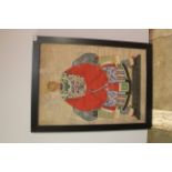 A 19TH CENTURY CHINESE FRAMED ANCESTOR PAINTING OF A LADY IN A COURT ROBE with very striking