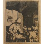 ADRIAEN VAN OSTADE DUTCH (1610-1685), AN UNFRAMED ETCHING Interior with tutor and pupils, signed