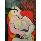 HOMAGE TO PABLO PICASSO, A STUDIO FRAMED MIXED METHOD PORTRAIT Of a female in abstract, bearing