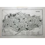 A 19TH CENTURY FRENCH BLACK AND WHITE ENGRAVING STREET MAP Of the Town of Lille, bearing inscription