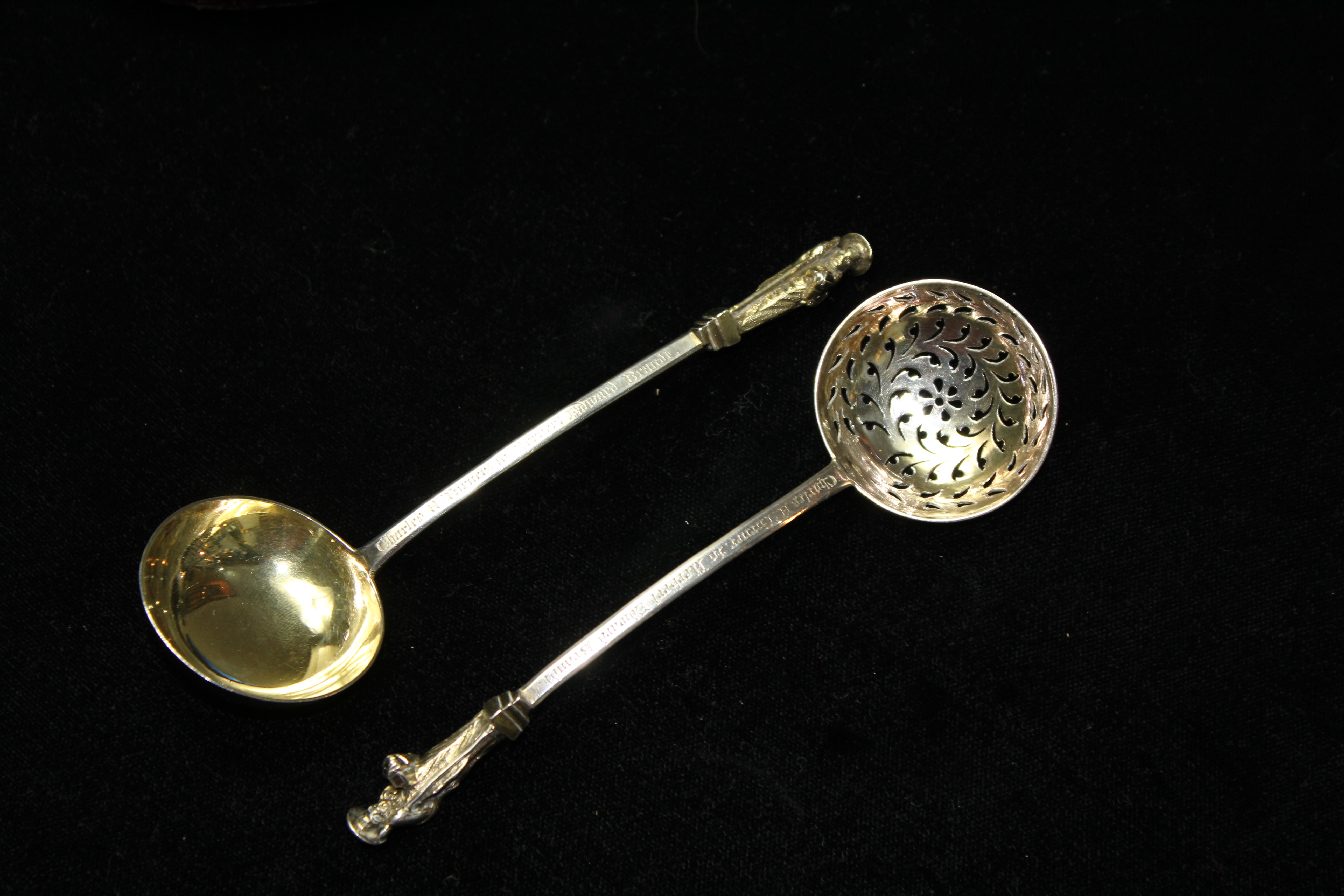 FRANCIS STONE, A PAIR OF VICTORIAN EXETER SILVER APOSTLE LADLES Having figural finials and one - Image 2 of 3