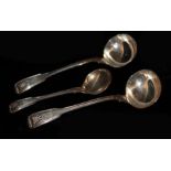 TWO GEORGIAN SILVER SAUCE LADLES Fiddle thread and shell pattern, London, 1838, together with a