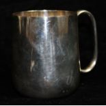 A VINTAGE ITALIAN SILVER CHRISTENING MUG Of tapering cylindrical shape and plain design, marked '