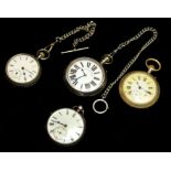 A COLLECTION OF EARLY 20TH CENTURY SILVER PLATED GENT'S POCKET WATCHES Including a Thomas Russell