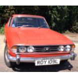 A VINTAGE 1972 TRIUMPH STAG CONVERTIBLE AUTOMATIC CAR 2997CC, 45 years old, speedometer reads 12,310