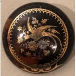 A VICTORIAN GOLD, TORTOISESHELL AND SILVER PIQUE CIRCULAR BROOCH With inlaid decoration of an exotic