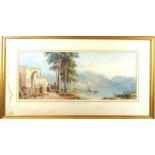 FOLLOWER OF THOMAS CHARLES LEESON ROWBOTHAM, 1823 - 1875, A LARGE WATERCOLOUR Laveno Lake, Maggiori,