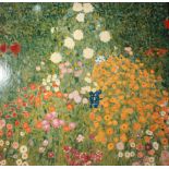 MANNER OF MONET, A LARGE 20TH CENTURY OIL ON CANVAS Flowers. (oil 122cm x 121cm) (frame 131cm x