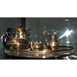 A COLLECTION OF 20TH CENTURY SILVER PLATED WARE Including a four piece tea service, sugar scuttle,