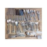 A 20TH CENTURY SILVER PLATED PART CANTEEN OF CUTLERY Comprising six dinner knives and forks, serving