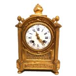BLANPAIN & JAPY FRÈRES, A 19TH CENTURY GILT BRASS MANTEL CLOCK Architectural style, with pineapple