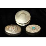 A COLLECTION OF CONTEMPORARY SILVER TRINKET BOXES Including a circular box with engine turned